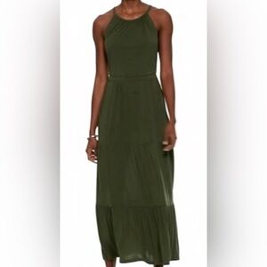 Old Navy Olive Green High-neck Tiered Maxi Dress Size Large